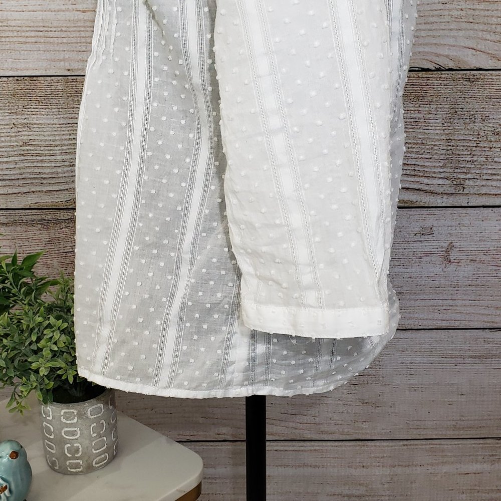 TALBOTS WHITE DOTTED 3/4 SLEEVE TOP - SMALL - Picture 9 of 14